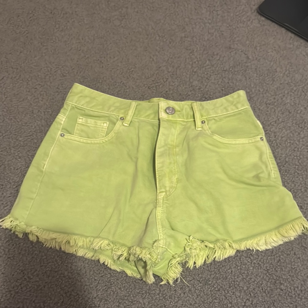 PacSun Green Jean Shorts High-Waisted Distressed